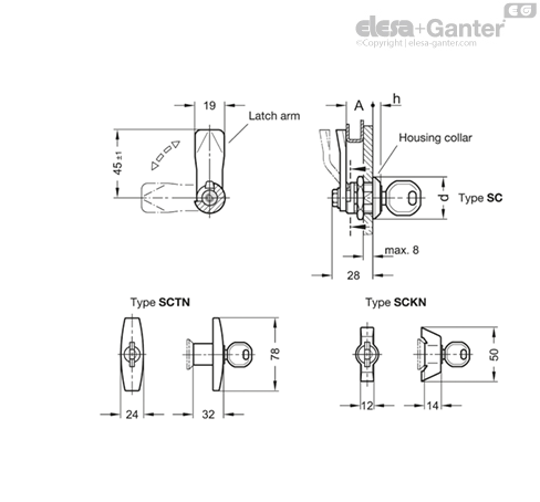 GN 115-WOE-L-NI Latches Stainless steel | Elesa+Ganter